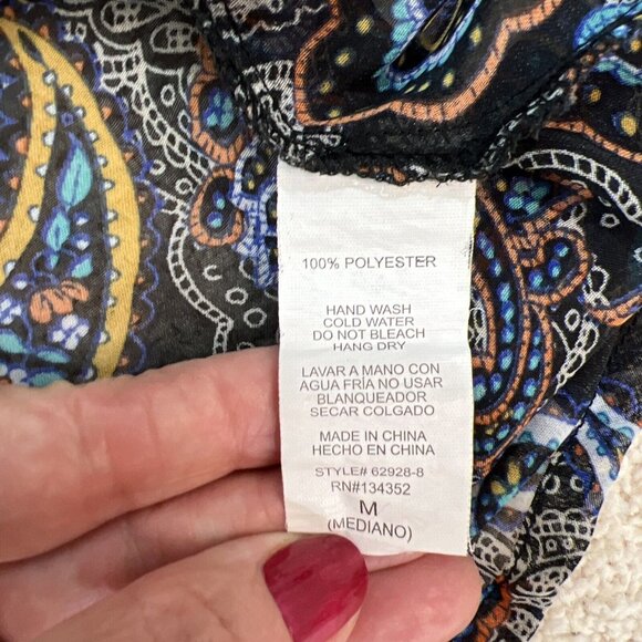 Ambiance Womans Top M Flowy Boho Racerback Tank Top Sleeveless Sheer - Picture 11 of 11